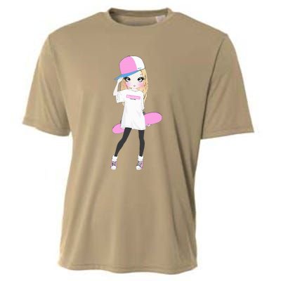 Skater Girl Skateboard Skateboarding Cooling Performance Crew T-Shirt