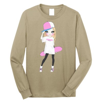 Skater Girl Skateboard Skateboarding Long Sleeve Shirt