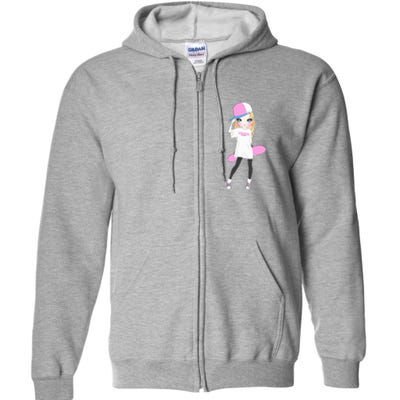 Skater Girl Skateboard Skateboarding Full Zip Hoodie