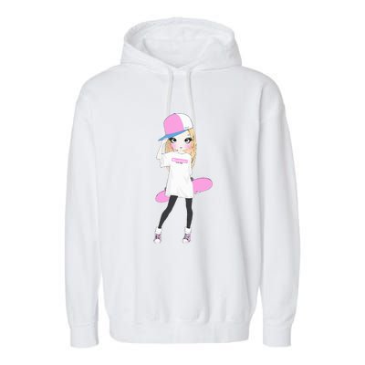 Skater Girl Skateboard Skateboarding Garment-Dyed Fleece Hoodie