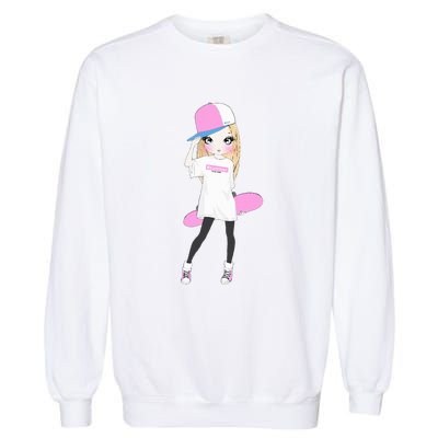 Skater Girl Skateboard Skateboarding Garment-Dyed Sweatshirt