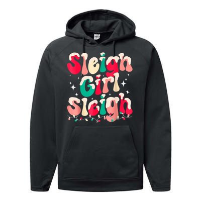 Sleigh Girl Sleigh Christmas Retro Xmas Holiday Performance Fleece Hoodie