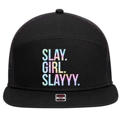 Slay Girl Slay Tie Dye 7 Panel Mesh Trucker Snapback Hat