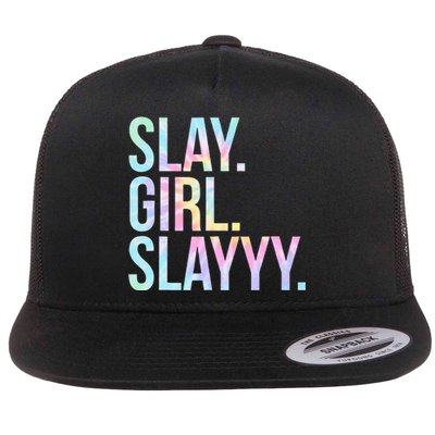 Slay Girl Slay Tie Dye Flat Bill Trucker Hat