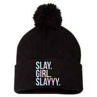 Slay Girl Slay Tie Dye Pom Pom 12in Knit Beanie