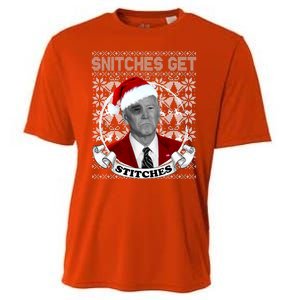 Snitches Get Stitches Funny Biden Elf Ugly Christmas Cooling Performance Crew T-Shirt