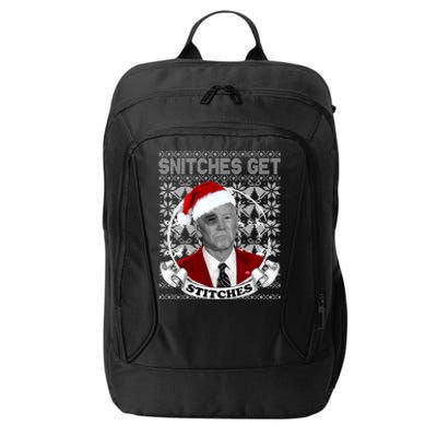 Snitches Get Stitches Funny Biden Elf Ugly Christmas City Backpack