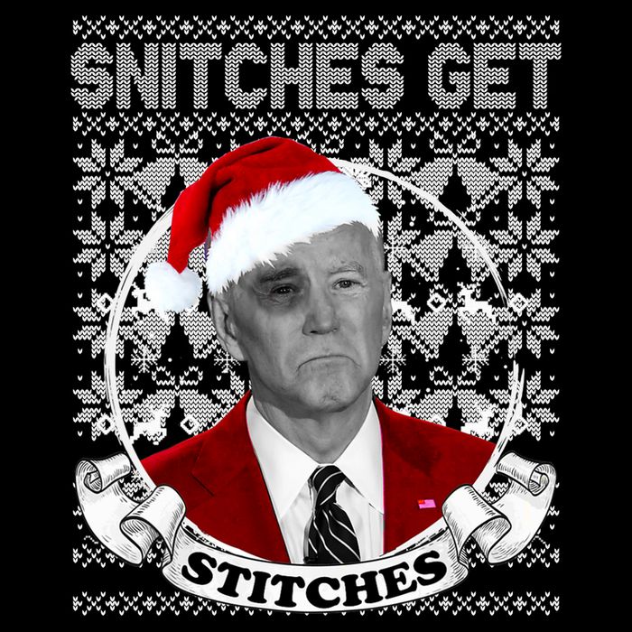 Snitches Get Stitches Funny Biden Elf Ugly Christmas Sustainable Bucket Hat