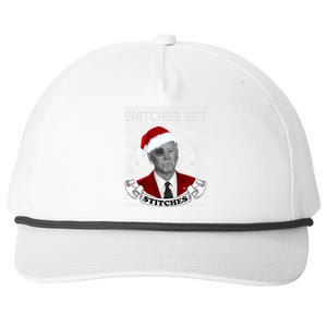 Snitches Get Stitches Funny Biden Elf Ugly Christmas Snapback Five-Panel Rope Hat