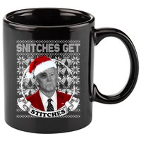 Snitches Get Stitches Funny Biden Elf Ugly Christmas 11oz C Handle Ceramic Mug