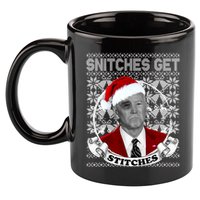 Snitches Get Stitches Funny Biden Elf Ugly Christmas 11oz C Handle Ceramic Mug