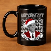 Snitches Get Stitches Funny Biden Elf Ugly Christmas 11oz C Handle Ceramic Mug