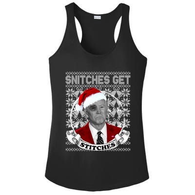 Snitches Get Stitches Funny Biden Elf Ugly Christmas Ladies PosiCharge Competitor Racerback Tank