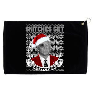 Snitches Get Stitches Funny Biden Elf Ugly Christmas Grommeted Golf Towel