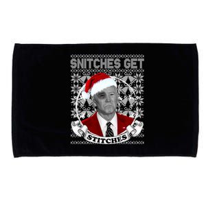 Snitches Get Stitches Funny Biden Elf Ugly Christmas Microfiber Hand Towel