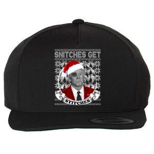 Snitches Get Stitches Funny Biden Elf Ugly Christmas Wool Snapback Cap