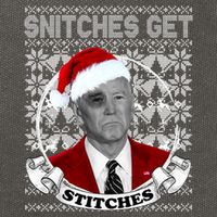 Snitches Get Stitches Funny Biden Elf Ugly Christmas Cotton Canvas Backpack