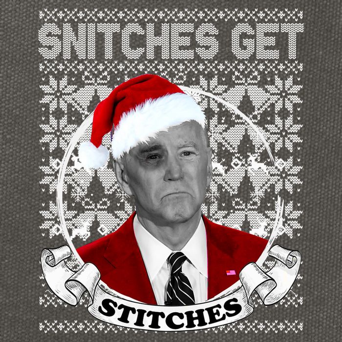 Snitches Get Stitches Funny Biden Elf Ugly Christmas Cotton Canvas Backpack