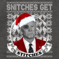 Snitches Get Stitches Funny Biden Elf Ugly Christmas Vector Backpack