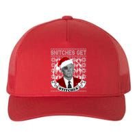 Snitches Get Stitches Funny Biden Elf Ugly Christmas Yupoong Adult 5-Panel Trucker Hat