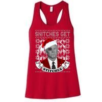 Snitches Get Stitches Funny Biden Elf Ugly Christmas Women's Racerback Tank