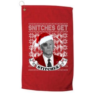 Snitches Get Stitches Funny Biden Elf Ugly Christmas Platinum Collection Golf Towel