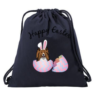 Sheltie Gift Sheltie Easter Happy Easter Funny Sheltie Mom Meaningful Gift Drawstring Bag