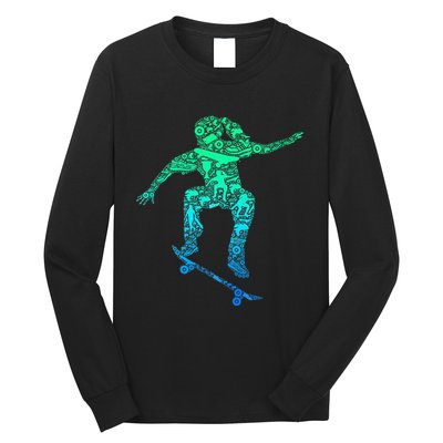Skater Girl Skateboarder Girl Skateboarding Long Sleeve Shirt