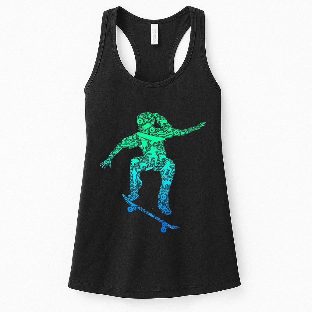 Skater Girl Skateboarder Girl Skateboarding Womens Tank Top
