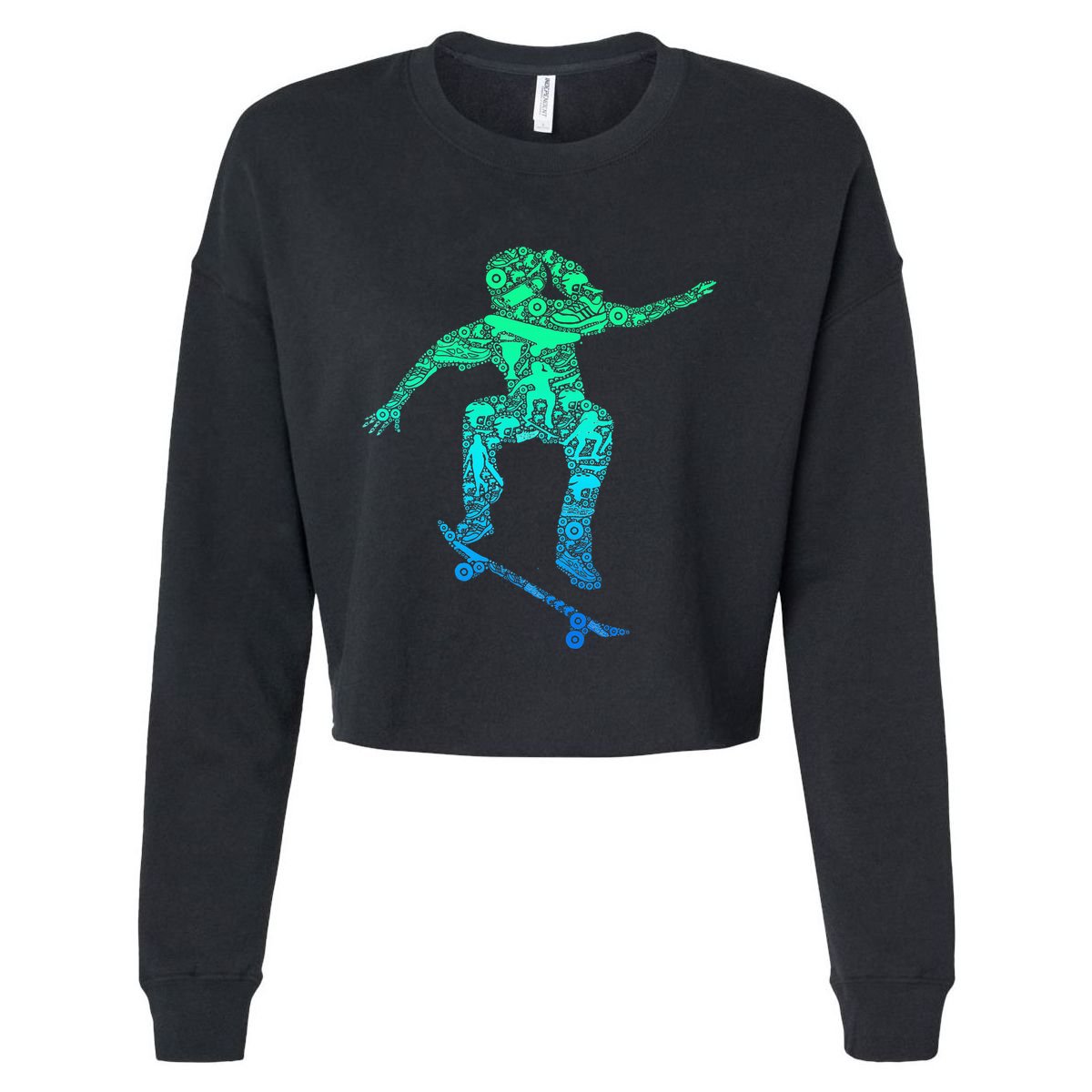 Skater Girl Skateboarder Girl Skateboarding Cropped Pullover Crew