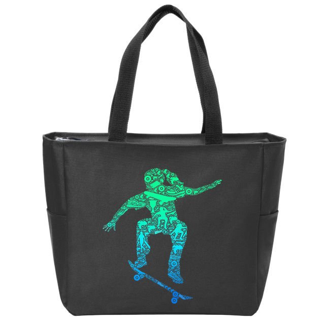 Skater Girl Skateboarder Girl Skateboarding Zip Tote Bag