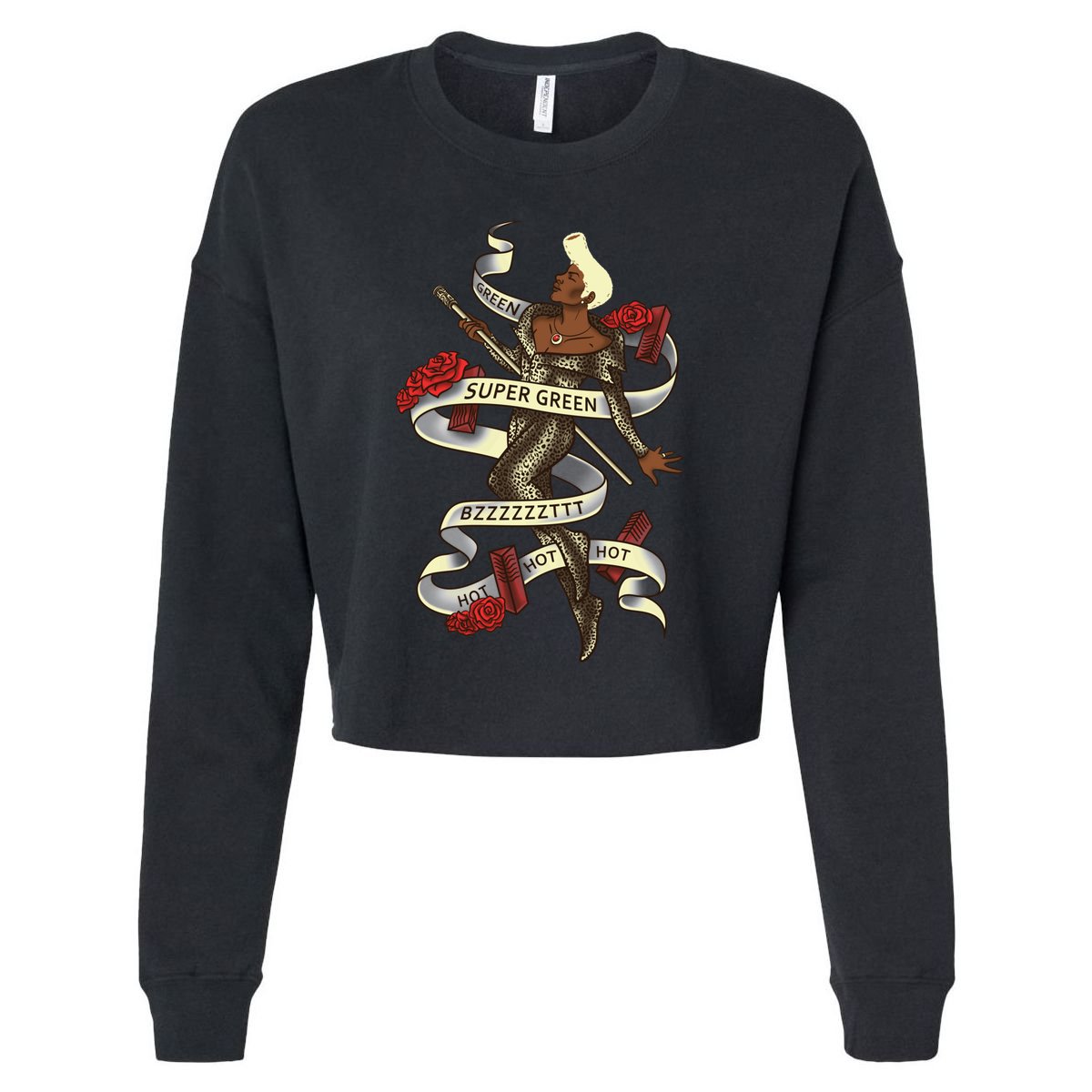 Super Green Cropped Pullover Crew