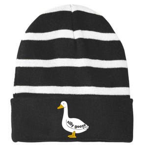 Silly Goose Striped Beanie with Solid Band