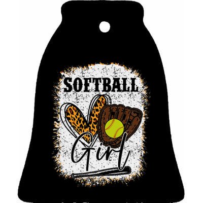 Softball Girl Ceramic Bell Ornament