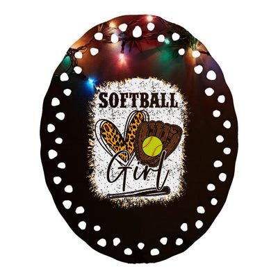 Softball Girl Ceramic Oval Ornament