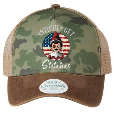 Snitches Get Stitches Funny US Flag Christmas Legacy Tie Dye Trucker Hat