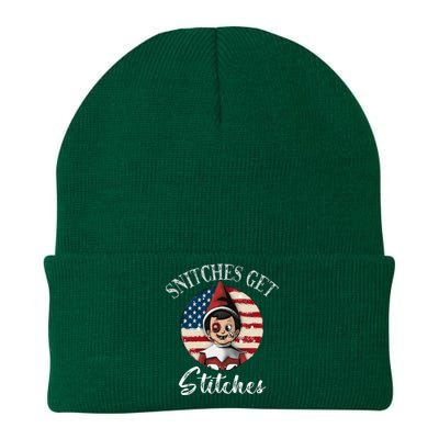 Snitches Get Stitches Funny US Flag Christmas Knit Cap Winter Beanie