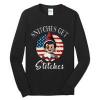 Snitches Get Stitches Funny US Flag Christmas Tall Long Sleeve T-Shirt