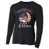 Snitches Get Stitches Funny US Flag Christmas Cooling Performance Long Sleeve Crew