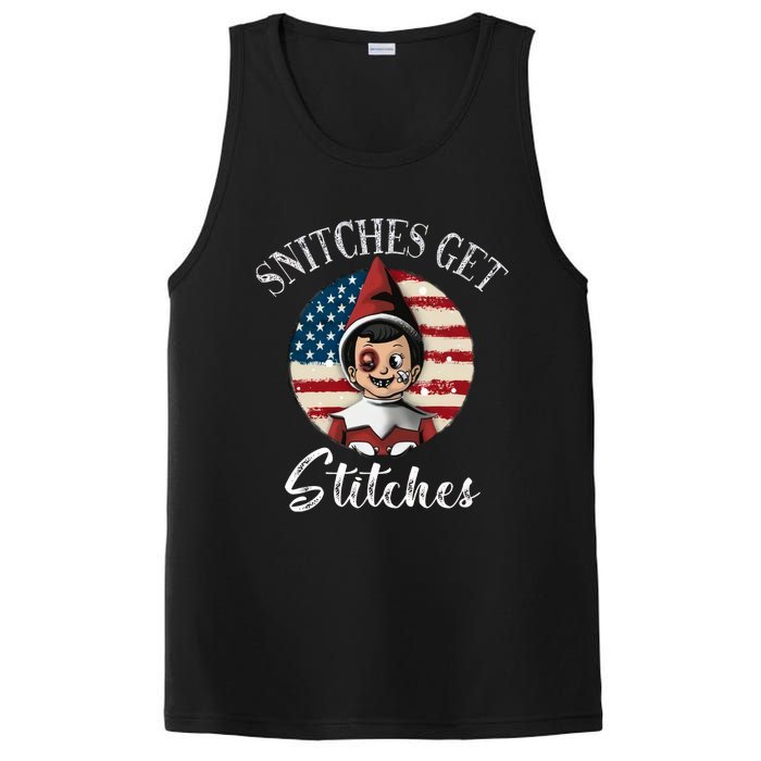 Snitches Get Stitches Funny US Flag Christmas PosiCharge Competitor Tank