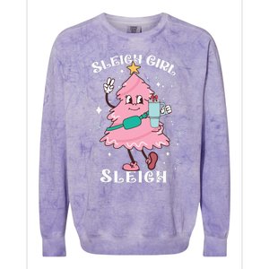 Sleigh Girl Sleigh Reindeer Christmas Retro Xmas Pjs Holiday Colorblast Crewneck Sweatshirt