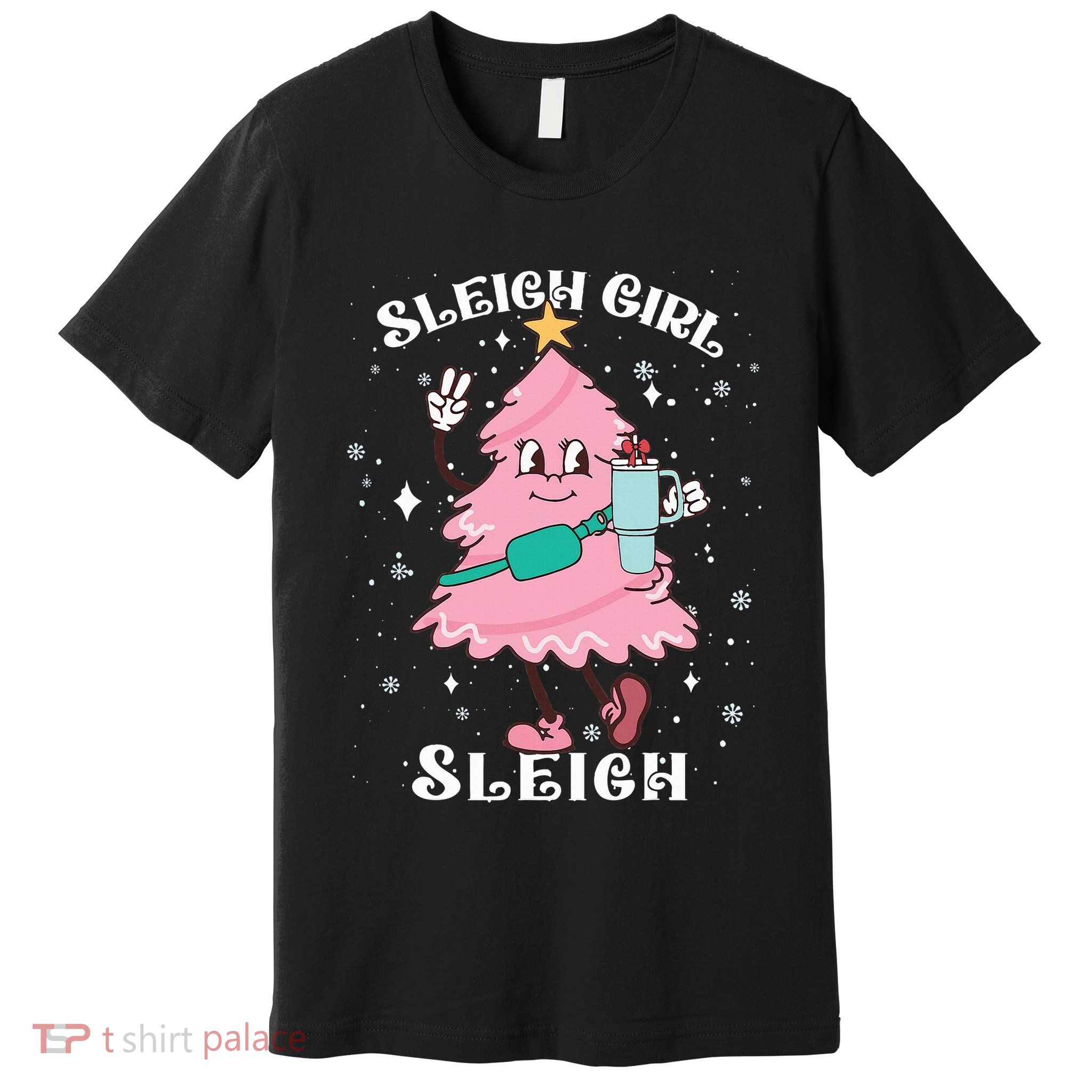 Sleigh Girl Sleigh Reindeer Christmas Retro Xmas Pjs Holiday Premium T-Shirt