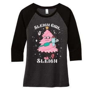 Sleigh Girl Sleigh Reindeer Christmas Retro Xmas Pjs Holiday Women's Tri-Blend 3/4-Sleeve Raglan Shirt