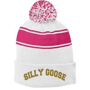 Silly Goose Stripe Pom Pom Beanie