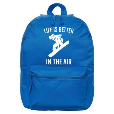 Snowboard Graphic Snowboarding Life Is Better In The Air Gift 16 in Basic Backpack
