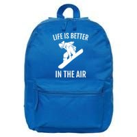 Snowboard Graphic Snowboarding Life Is Better In The Air Gift 16 in Basic Backpack