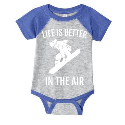 Snowboard Graphic Snowboarding Life Is Better In The Air Gift Infant Baby Jersey Bodysuit
