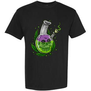 Stoner Gift Smoking Weed Leaf & Skull Marijuana Garment-Dyed Heavyweight T-Shirt