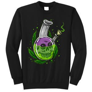 Stoner Gift Smoking Weed Leaf & Skull Marijuana Sweatshirt