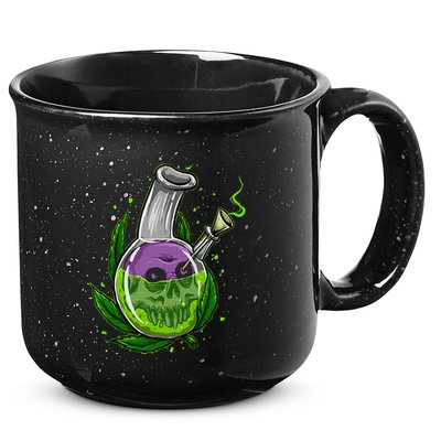 Stoner Gift Smoking Weed Leaf & Skull Marijuana 15oz Campfire Ceramic Mug